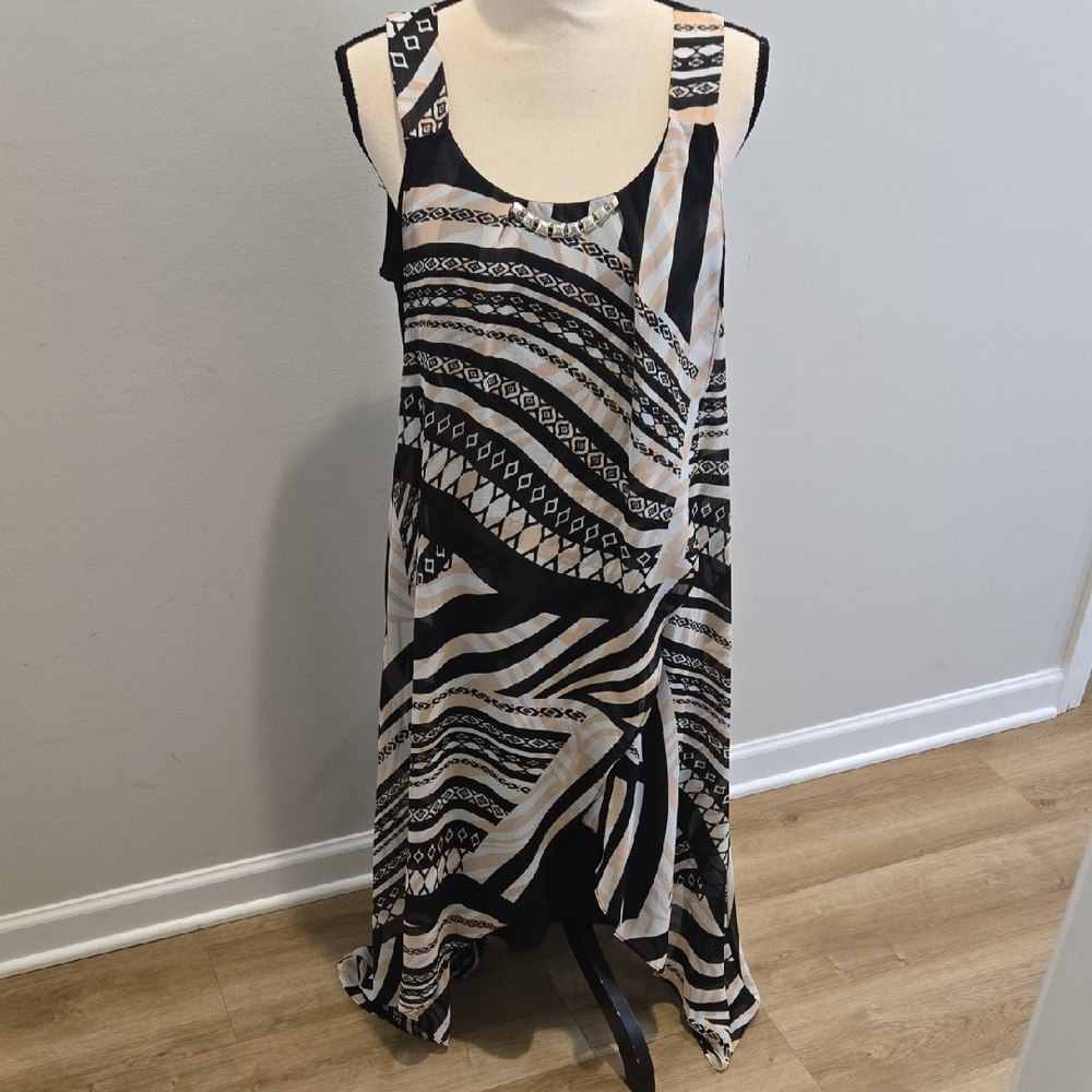 Joseph Ribkoff Black and Cream Geometric Maxi Dress